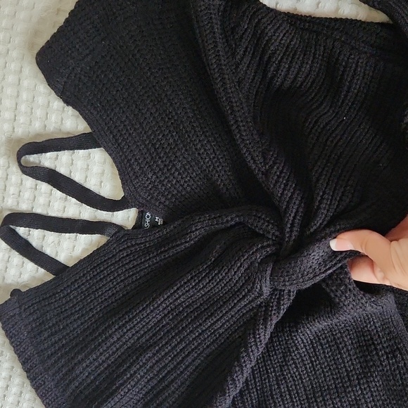 Chunky knit tie long sleeve Fashion nova sweater M Goth BASICS - Picture 5 of 11